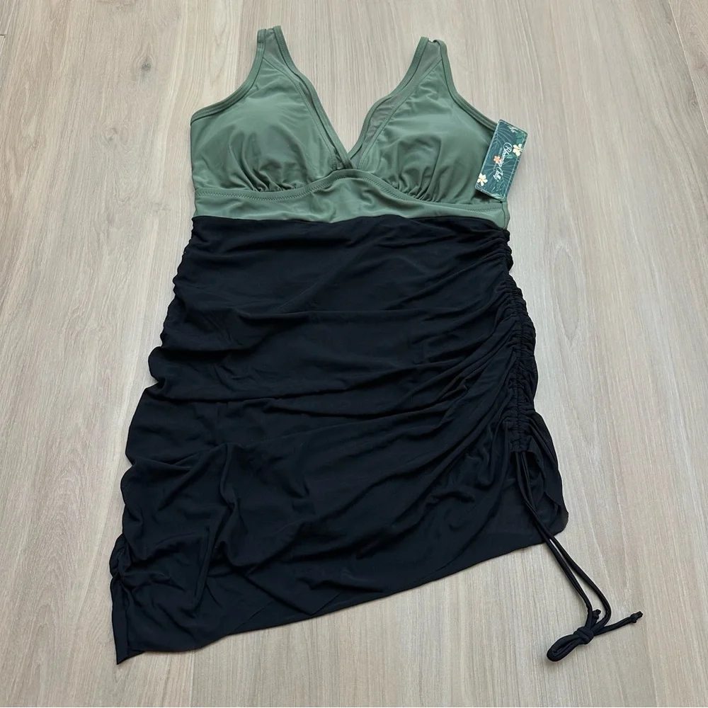 Blooming Jelly One Piece Swimsuit Swimdress XL Tummy Control Slimming Mesh NEW